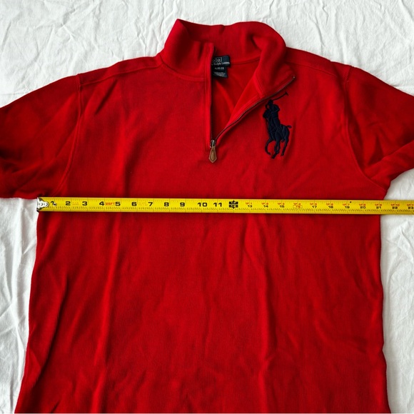 Ralph Lauren Boys XL Vibrant Red 1/4 Zip-Up Sweater - Picture 6 of 8
